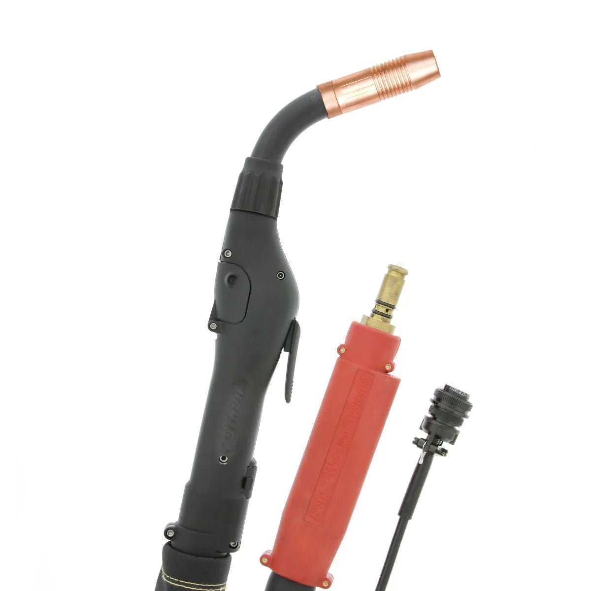 MK Python® Lincoln® Push-Pull Gun 225A, 50FT air-cooled, copper nozzle, red handle—premium welding tool at WeldingMart.