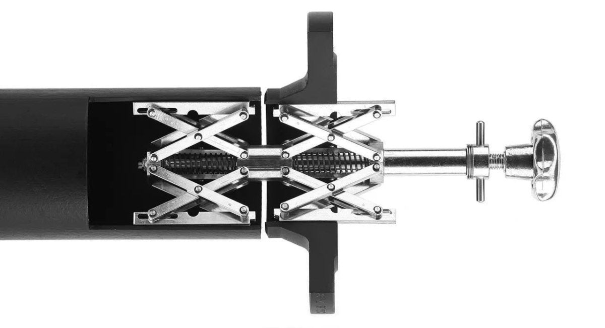 Mathey Dearman Spider Clamp 400-2SS stainless steel welding tool with scissor arms and handle, ideal pipe alignment accessory.