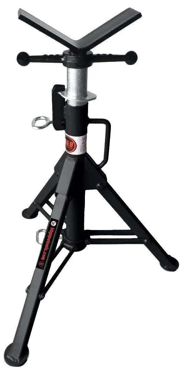 Mathey Dearman V-Head Folding Pipe Jack 3900, qty 75, welding pipe support stand, V-top, 3 legs, side handles for alignment.