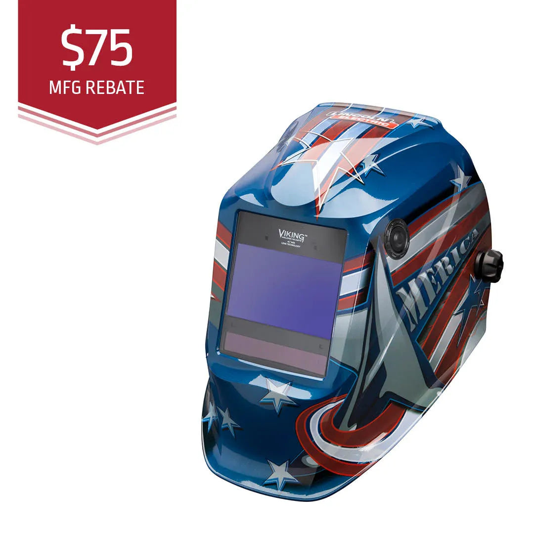 What technology does the welding helmet use for lens clarity?