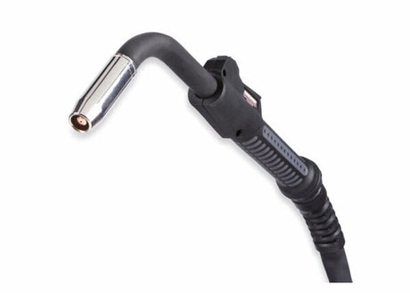 Lincoln Magnum PRO Barrel 500 Water-Cooled Gun, K4880-4-10-564, 25ft with black textured handle, curved neck for heavy-duty welding.