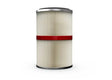 The Lincoln X-Tractor 2 Filter, MERV 16, PTFE 500mm (red strap) - KP5178-3 is a high-efficiency cylindrical air filter with pleated white media, a red middle band, black and silver end caps, and stands upright on a white background.