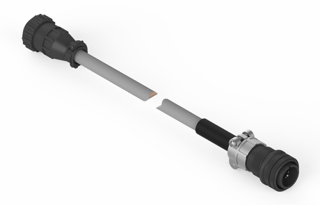 Bug-O DC IV MAX to Plasma Interface Cable 25ft with black/silver connectors, welding accessory for plasma equipment, gray cables.