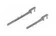 Bug-O KBUG-1200 Arm Guide Kit brackets with notches and pins for welding automation, shown side by side on white background.