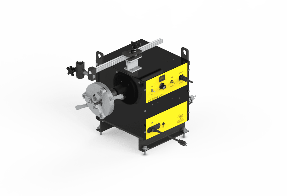 Bug-O PIPE COUPON CUTTER 3 welding tool, model 100-0998, black/yellow, control knobs, metal handles, 120/240V for pipe cutting.