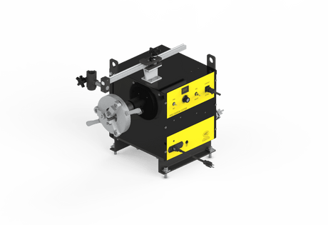 Bug-O PIPE COUPON CUTTER 3 welding tool, model 100-0998, black/yellow, control knobs, metal handles, 120/240V for pipe cutting.