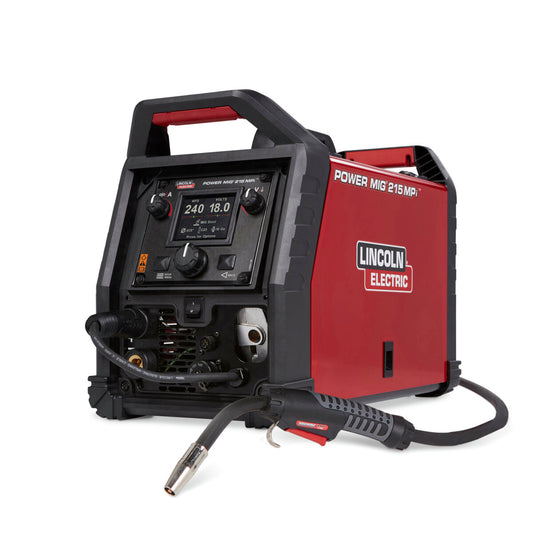 POWER MIG® 215 MPi™ multi-process welder is portable for MIG, stick, TIG, and flux-cored welding. K4876-1