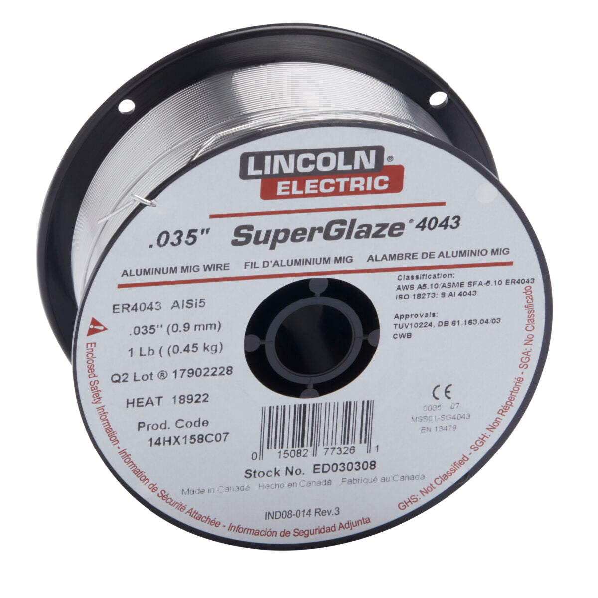 Lincoln ED030312 SuperGlaze 5356 MIG (GMAW) Wire, 0.035 in, (20) 1 lb Spool