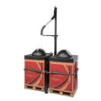 Lincoln Electric containers on pallets ideal for storing ED034955 SuperArc LA-90 MIG welding wire, 0.052", 1000 lb, high-tensile.