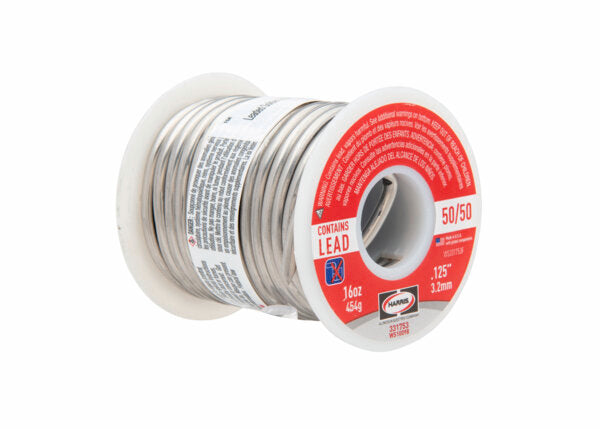 Harris 50/50 Leaded Solid Wire Solder 1/8 X 1# SPOOL X 50 CARTON - 331753