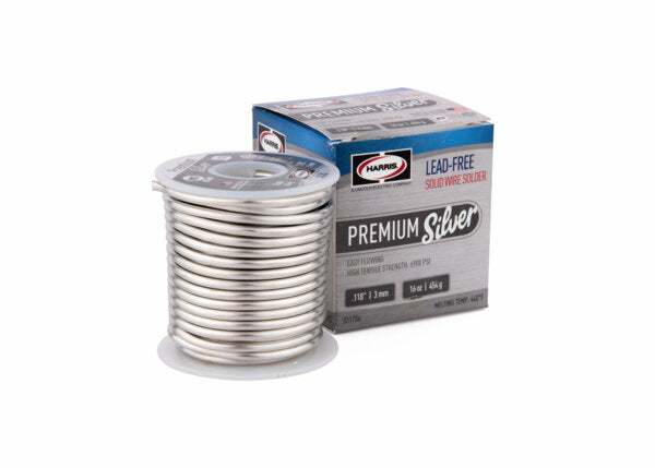 Harris - Premium Silver Lead-Free Solid Wire Solder .118 X 1# SPOOL X 25 lb CARTON - 331756