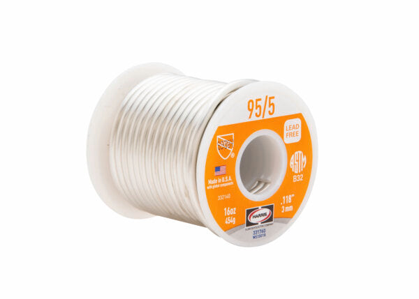 Harris - 95/5 Solder-Safe™ Lead-Free Solid Wire Solder 3/32 X 1# SPOOL X 25 LB PKG - 331861