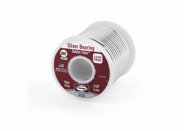 Harris - Silver Bearing Lead-Free Solid Wire Plumbing Solder .118 X 1# SPOOL X 25 lb CARTON - 331762