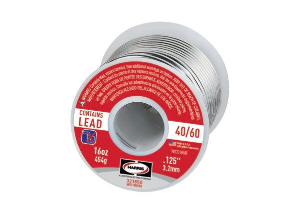 Harris 40/60 Leaded Solid Wire Solder 1/8in (One Pound Spool) 50 Pound Box - 331850