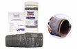 Mathey Dearman 4" Pipe Wrap (D184) with packaging, instructions, and close-up on pipe for welding alignment—WeldingMart tool.
