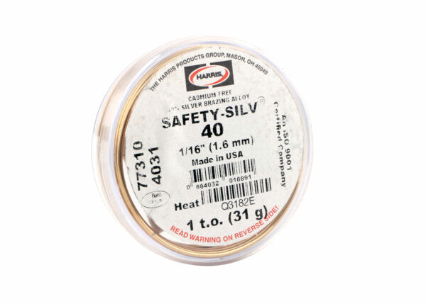 Harris Safety-Silv 40 High Silver Brazing Alloy 1/16 X 1 TO PKG - 4031