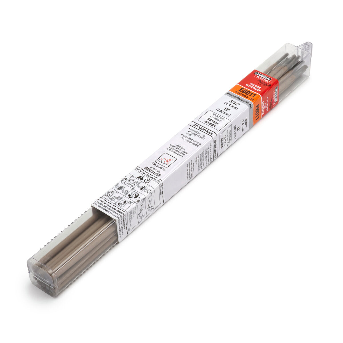 Lincoln Electric - Fleetweld® 180-RSP Stick (SMAW) Electrode, 3/32x12 in, (6) 1 lb Tube - ED033494