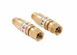 Harris 26-QCT brass quick connectors with OSHA flashback arrestors for oxy-fuel welding, green/red arrows, threaded torch fit.