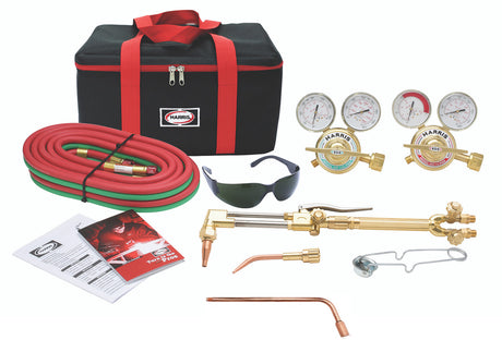 Harris V-Series 450 Ironworker Rosebud Welding Kit with torch handle, hoses, regulators, tips, safety glasses, bag - WeldingMart.