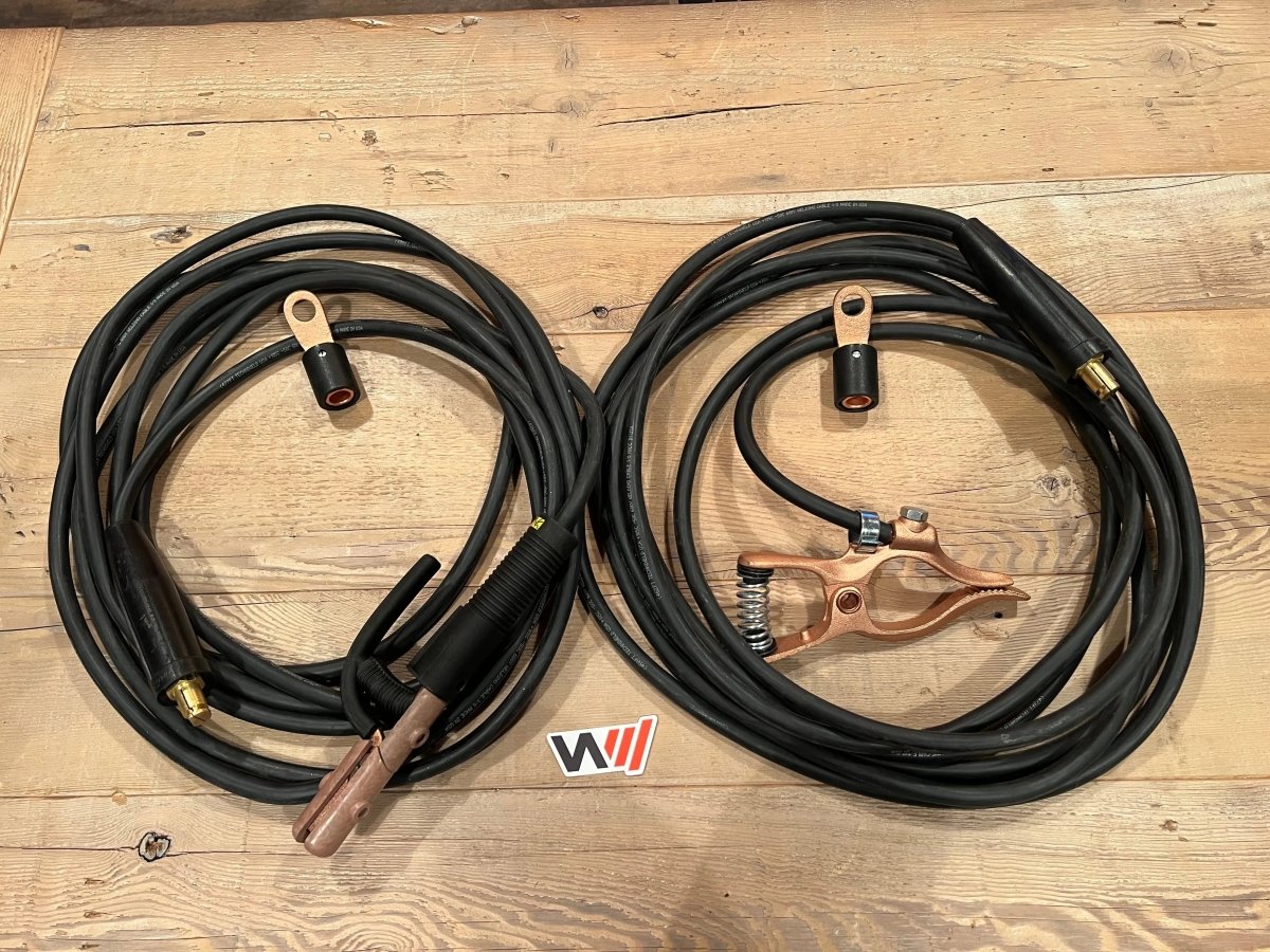 50ft 1/0 Welding Cable Lead With Ground Clamp & Lug - 350 Amp, 600V, USA Made