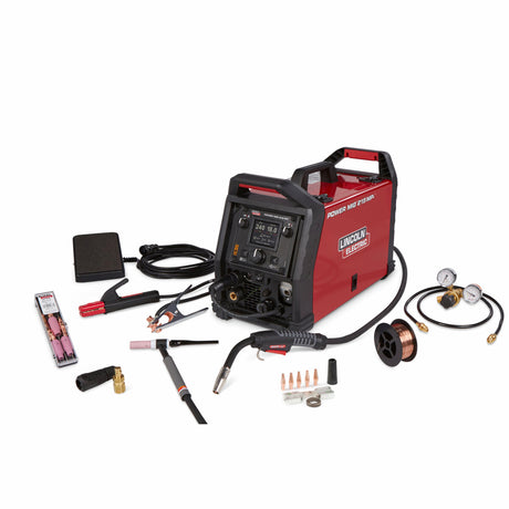 POWER MIG® 215 MPi™ multi-process welder is portable for MIG, stick, TIG, and flux-cored welding. K4878-1