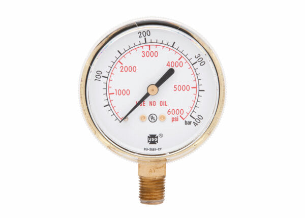 Harris Regulator Pressure Gauge 2-1/2"6000 PSI/400 BAR BRS - 9006252