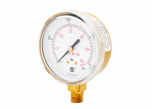 Harris Regulator Pressure Gauge 63MM 30 PSI ST GOLD - 9007249