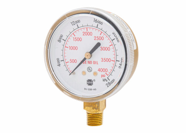 Harris Regulator Pressure Gauge 63MM 4000 PSI ST GOLD - 9007253