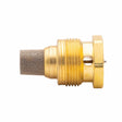 A close-up of a Harris brass pneumatic silencer with threaded body and cylindrical sintered metal filter, compatible with the Harris VALVE-ASY, A-301.070 W/PTFE HCB - 9100843, isolated on a white background.