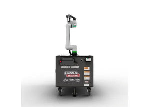 Lincoln Cooper CRX-10iA/L Aluminum Welding Cobot Cart GEN. II welding equipment on branded cart, white background, WeldingMart.