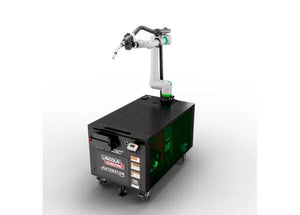 Lincoln Cooper CRX-10iA/L Aluminum Welding Cobot Cart with robotic arm, control panels, and accessories for automation—WeldingMart.