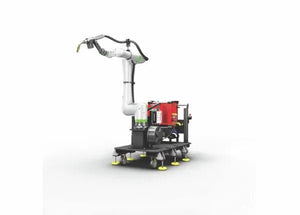 Lincoln Cooper CRX-25iA Aluminum Welding Cobot Cart GEN. II—industrial welding robot with wheeled base, wiring, control box.