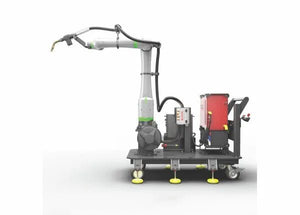 Lincoln Cooper CRX-25iA Aluminum Welding Cobot Cart GEN II AD2489-24 with control panels, ideal for automated welding tasks.