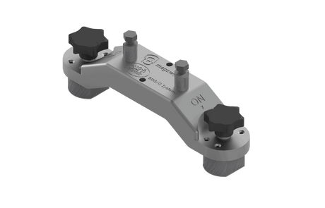Bug-O AFR-2010 ON/OFF Magnet welding tool with gray metal body, black knobs, and cylindrical posts for WeldingMart professionals.