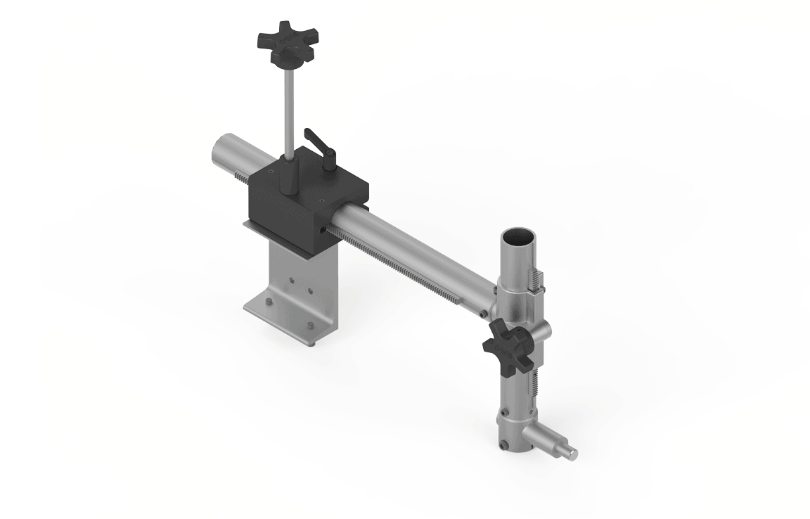 Bug-O ARC AIR Mounting Group AGS-4172 welding accessory with adjustable metal bracket, base plate, and arm for secure torch setup.