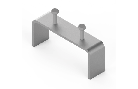 Bug-O Spacer Bar for ARM-2010/ARM-2015—welding accessory, U-shaped metal bracket with bolts, viewed on white background.