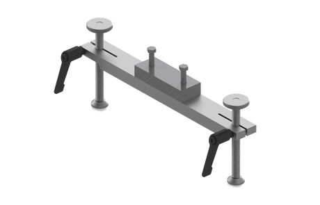 Bug-O SUPPORT BAR W/SCREW FEET ARM-2380 metal clamp for welding, with adjustable bolts, levers, hex-secured block, screw feet.