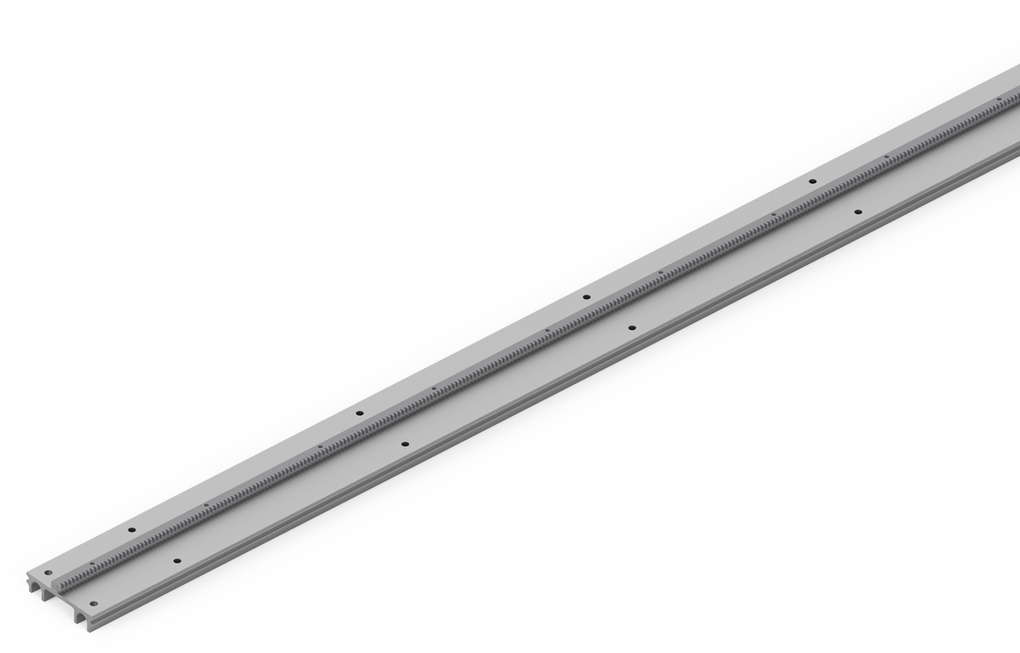 Bug-O E.H.D. RAIL 93-1/2 (ARR-1250) welding rail accessory with gear rack and holes, durable metal, for automated welding systems.