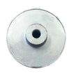 Mathey Dearman Stainless Steel Wheel 90012 for welding equipment, round silver design with raised center, top view on white.