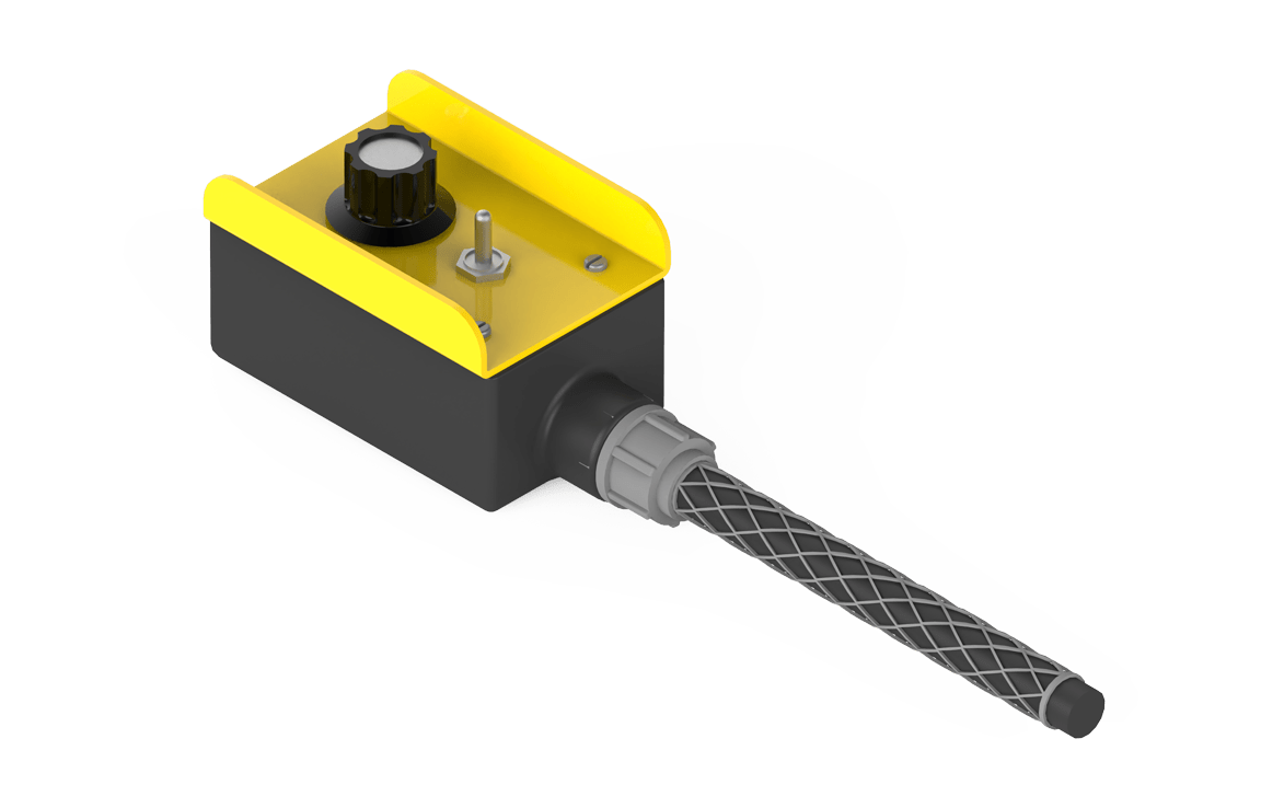 Bug-O REMOTE WELD STARTER 10' (BUG-1635-10) welding accessory with black/yellow control box and long gray handle, WeldingMart.