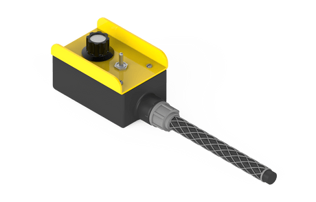 Bug-O REMOTE WELD STARTER 10' (BUG-1635-10) welding accessory with black/yellow control box and long gray handle, WeldingMart.
