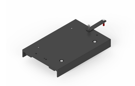 WeldingMart Bug-O CARRIAGE TRAILER W/HITCH - BUG-2205 black metal plate, holes, red lever; welding accessory on white background.