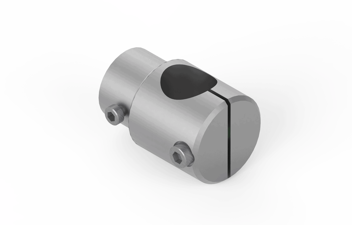 BUG-5164 Bug-O Clamp Assembly for welding—metal cylindrical clamp with hex bolts, central slot, and brushed finish.