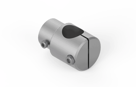 BUG-5164 Bug-O Clamp Assembly for welding—metal cylindrical clamp with hex bolts, central slot, and brushed finish.