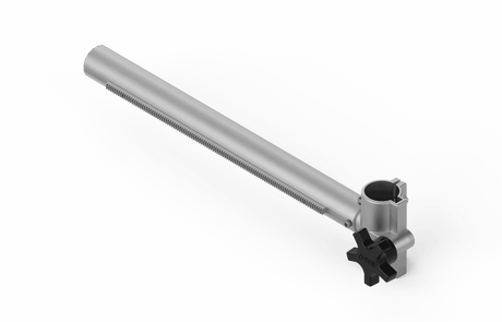 Bug-O H.D. RACK with Torch Holder 30" BUG-5169-30 welding tool, toothed arm, clamp base, black knob on white background.