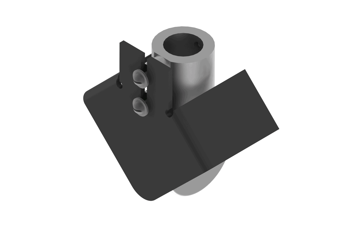 Bug-O V Wheel Assembly BUG-5274 welding accessory with angled black plate and bolts for WeldingMart equipment, white background.