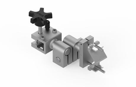 BUG-5455 Bug-O Gun Mounting Group: Adjustable metal clamp with black star handle for secure welding tool or accessory positioning.
