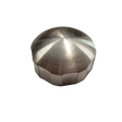 The IWT A2/C2 Back Cap - 8-IW004189BC is a metallic, dome-shaped cap featuring a brushed finish and vertical grooves at its base, displayed on a transparent background.
