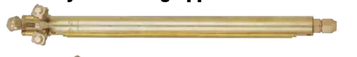 Bug-O 2-Hose Machine Torch BUG-4071, brass body welding tool with dual valves and nozzle, shown isolated on white background.