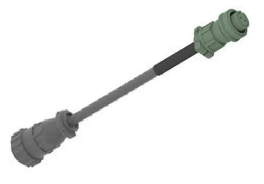 Bug-O 25' Weld Contact Cable Miller GOF-1085-25-M with gray, green plugs, connectors—premium welding equipment accessory.